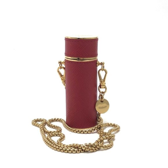 PRADA Lip case Accessory case saffiano leather Red